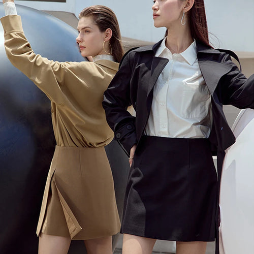 Minimalist Casual Shorts Skirts Women High Waist 2025 Autumn Fashion Office Lady Commuter A-Line Mini Skirt 12343035