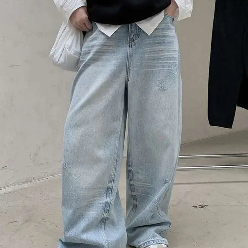 Load image into Gallery viewer, High Waist Light Blue Pocket Denim Long Casual Wide Leg Jeans New Women Trousers Fashion Tide Spring Autumn 2025 1DH8352
