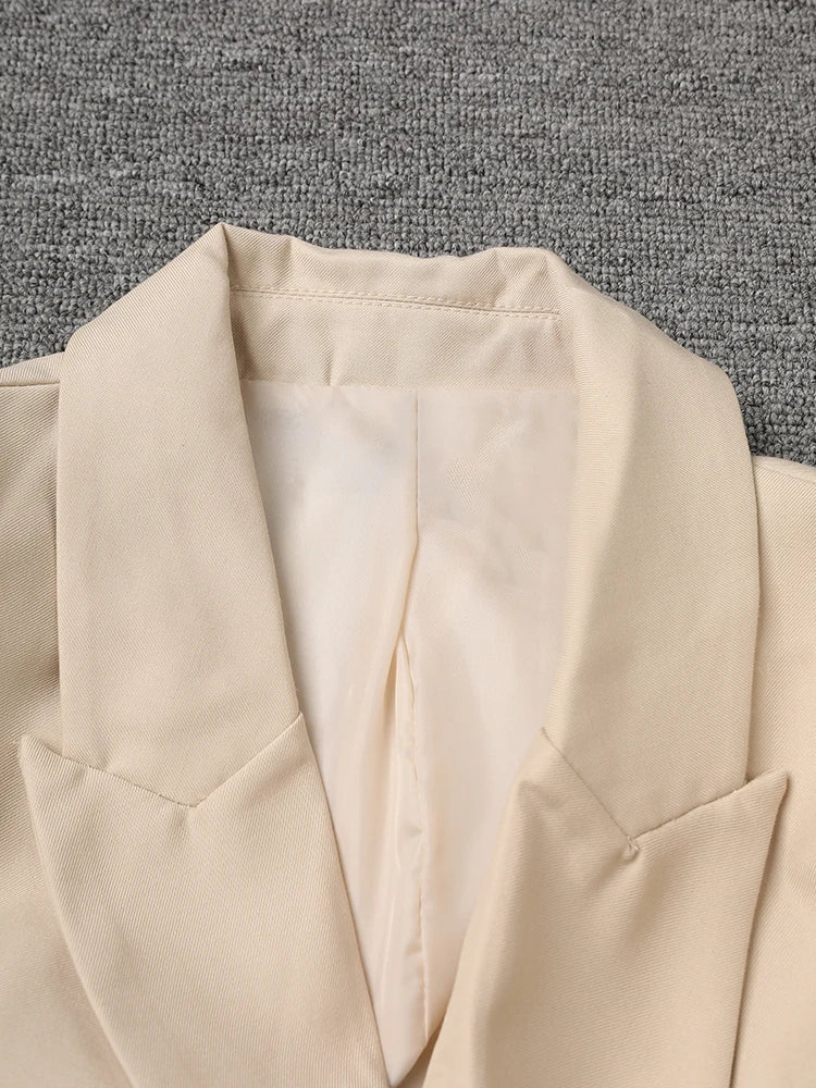 Women Khaki Double Breasted Big Size Elegant Blazer New Lapel Long Sleeve Jacket Fashion Tide Spring Autumn 2025 1DH3412