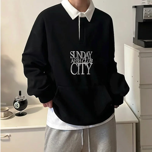 Load image into Gallery viewer, Men's Sweatshirt Letter Embroidery New Spring American Streetwear Casual Trend Stylish Male Long Sleeve T-shirt 9W1432
