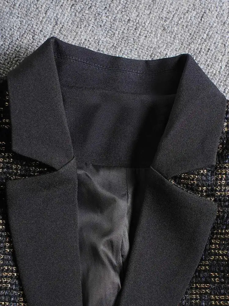 Women Black Brief Big Size Pocket Elegant Blazer New Lapel Long Sleeve Jacket Fashion Tide Spring Autumn 2025 CPG2601