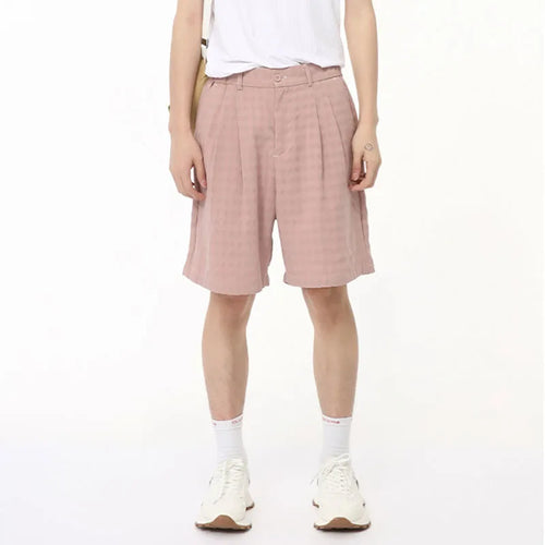 Load image into Gallery viewer, Men&#39;s Shorts Casual Plaid Elastic Waist Loose Straight Wide Leg Solid Color Male Trousers Simple Summer 9C6726
