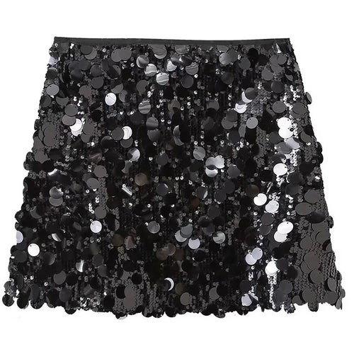 Load image into Gallery viewer, Women Fashion With Sequined Solid Side Zipper Mini Skirt Vintage High Waist Female Chic Lady Skirts
