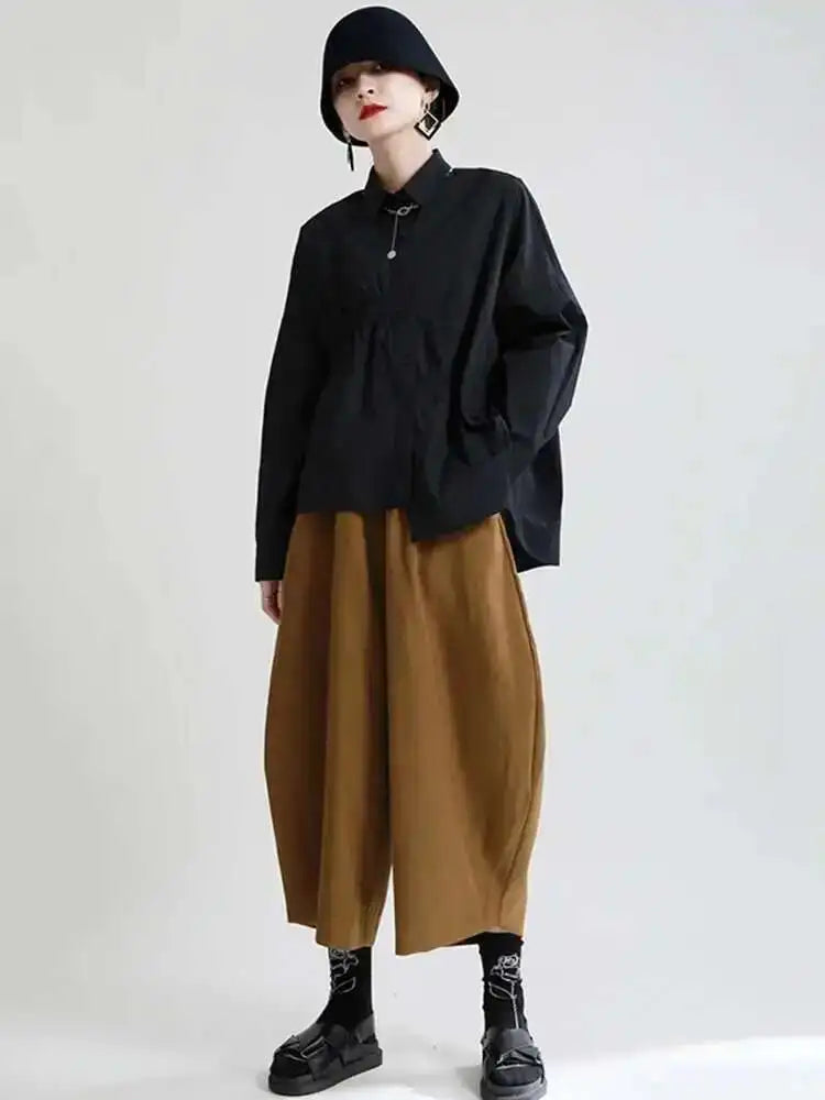 High Elastic Waist Coffee Shaped Long Wide Leg Pants New Loose Fit Trousers Women Fashion Tide Spring Autumn 2025 1DE2958