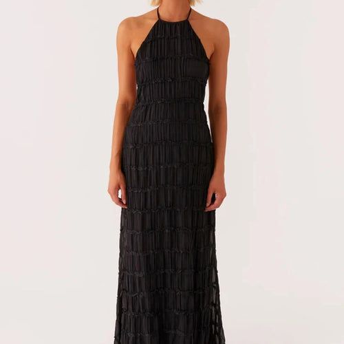 Load image into Gallery viewer, Halter Backless Sexy Maxi Dress For Women Spring Summer New Lace-up Sleeveless Pleated Beach Holiday Long Dress Elegant
