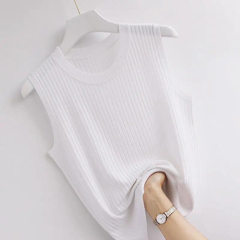 Camisole Summer Cropped Knit Slim Sleeveless Tops Female Fashion 2024 Chic Lady Crop Top Solid Tank Tops Femme