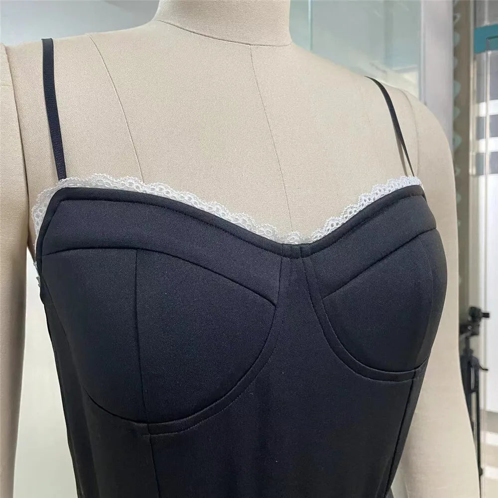 Elegant A-line Backless Sexy Midi Dress For Women Fashion Spaghetti Strap Sleeveless Loose Club Party Sexy Dress New