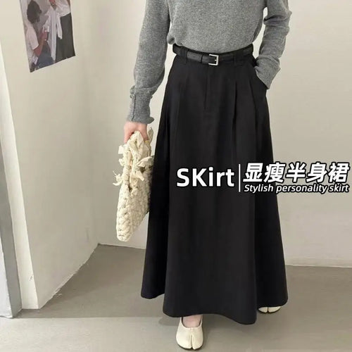 Load image into Gallery viewer, Spring Summer Korean Fashion Solid Elegant Sexy Pleated Long Skirt Women High Waist Festival Versatile Slim Skirts 2025 Casual
