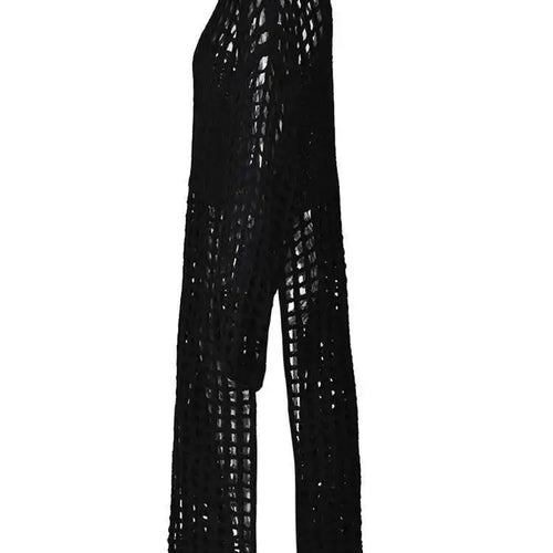 Load image into Gallery viewer, Women Black Knittng Hollow Out Big Size Long Dress New Round Neck Long Sleeve Fashion Tide Spring Autumn 2025 5WA10401
