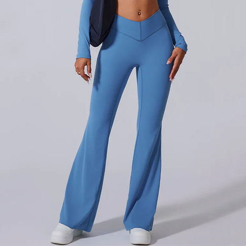 Load image into Gallery viewer, High V Waist Flare Leggings Yoga Pants Women Wide Leg Gym Workout Fitness Sports Pant Latin Dance Trousers Active Wear Bottom

