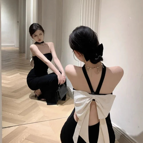 Load image into Gallery viewer, Backless Elegant Party Dresses Women Vintage Off Shoulder Bodycon Split Wrap Mini Dress Halter Sexy Summer Fashion
