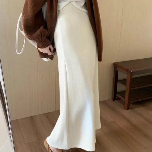 Load image into Gallery viewer, Korean Version 2024 Solid High Waist Versatile Slim Long Skirts For Women Autumn Office Elegant Festival Skirt Simplicity Street
