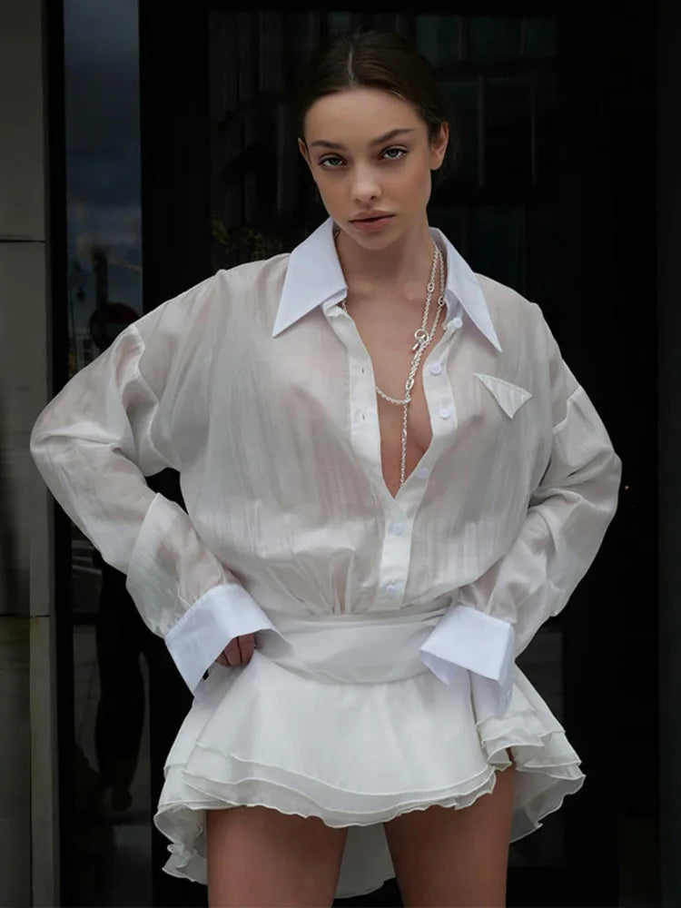 Fashion Long Sleeved Button Up Shirt Women Top 2025 Autumn/winter New Loose Neck Slim Female Top Temperament Streetwear