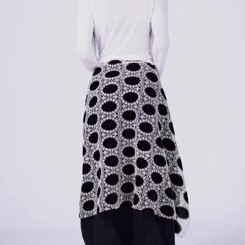 Load image into Gallery viewer, Hit Color Hollow Out Spliced Lace Up Fashion Fart Curtains for Women High Waist Irregular Fart Curtain Female New
