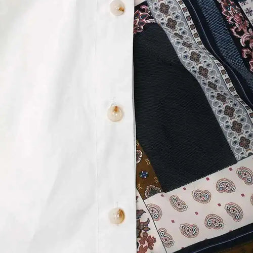 Load image into Gallery viewer, Women White Pattern Printed Irregular Big Size Blouse New Lapel Long Sleeve Shirt Fashion Tide Spring Autumn 2025 CPG1305
