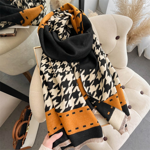 Load image into Gallery viewer, Warm Winter Scarf Cashmere Women Pashmina Design Print Shawls Wrap Female Thick Blanket Soft Bufanda Stoles Fashion
