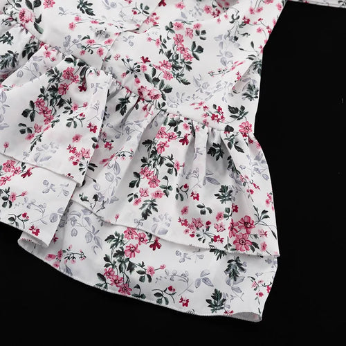 Load image into Gallery viewer, Short Sleeve Floral Mini Dress For Women Robe Turn-down Collar Elegant French Dress Ladies Fashion High Waist Dresses
