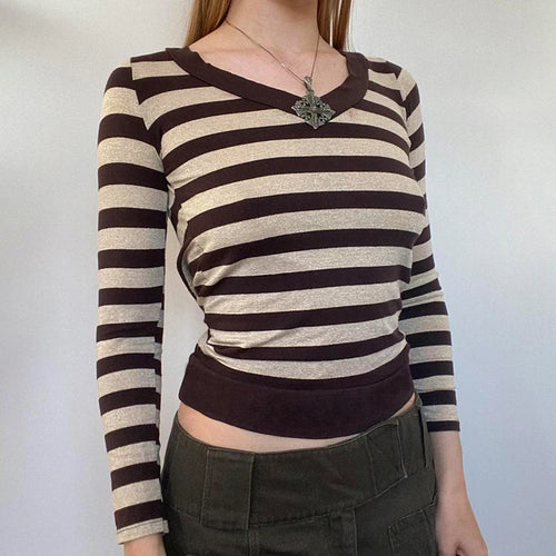 Load image into Gallery viewer, Vintage Stripe Backless Women Sweater Top Y2K Aesthetic Slim Knitted Pullover Harajuku Tie Up Autumn Jumpers Korean
