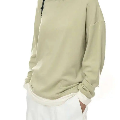 Load image into Gallery viewer, Women Black Hem Color-block Big Size Casual T-shirt New Round Neck Long Sleeve Fashion Tide Spring Autumn 2025 1DH8666
