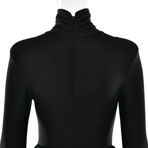 Load image into Gallery viewer, Turtleneck Long Sleeve Sexy Mini Dress For Women New Fashion Draped Ruched Bodycon Club Party Dress Elegant New Dresses
