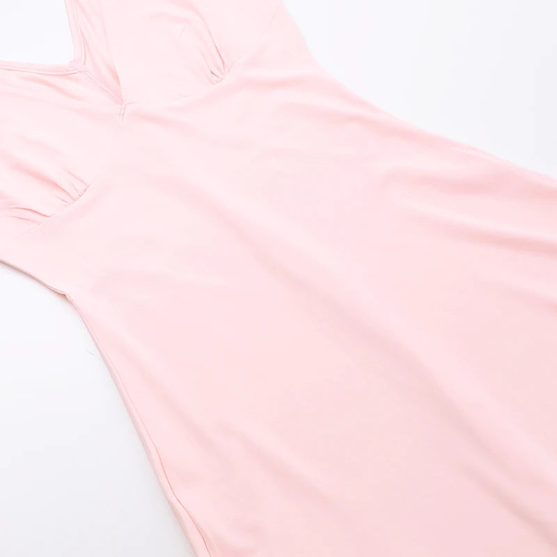 Elegant Sleeveless Ruffles Sexy Long Dress For Women Summer New Deep V Neck Backless Thigh High Split Maxi Dress