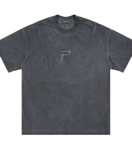 Vintage Men T-Shirt Grunge Retro Embroidery Folds Washed Tshirt Streetwear 2024 Hip Hop Harajuku Punk Gothic Cotton Loose Tops