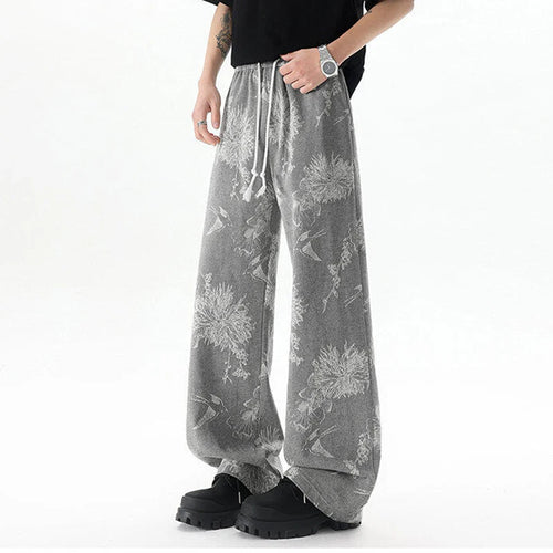 Load image into Gallery viewer, Men&#39;s Jeans New Summer New Korean Tide Flower Printed Design Loose Personalized Trendy Male Elastic Waist Trousers 9W1643
