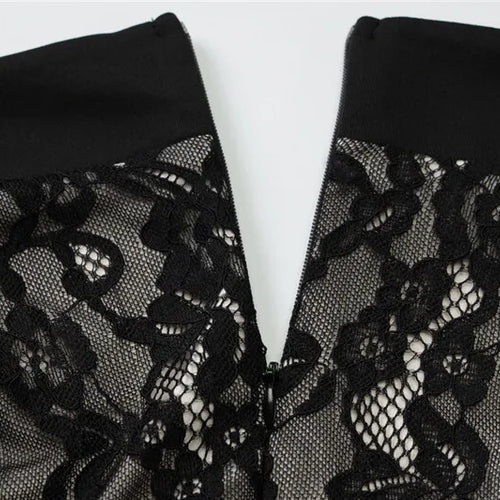 Load image into Gallery viewer, Mesh Lace Ruffled Sexy Maxi Dress For Women Gown Black Hollow Out Sleeveless Thigh High Split Club Long Dress Vestido
