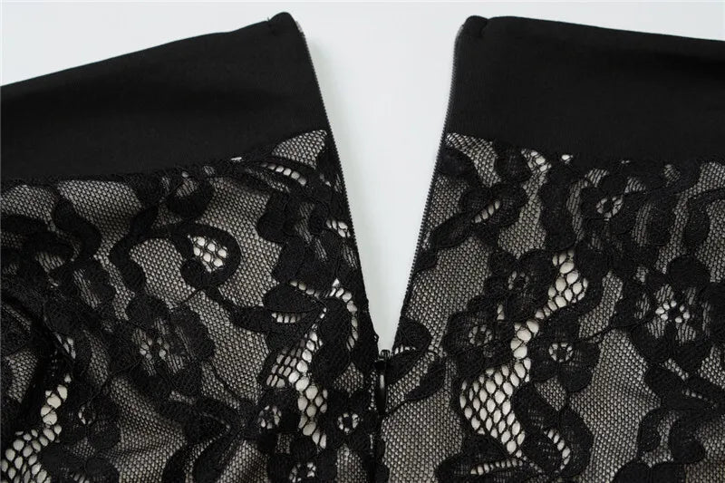 Mesh Lace Ruffled Sexy Maxi Dress For Women Gown Black Hollow Out Sleeveless Thigh High Split Club Long Dress Vestido