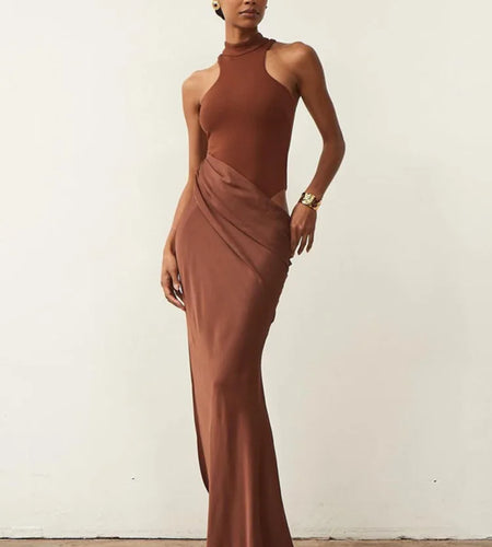 Women Sexy Party Club Evening Bodycon Sleeveless Long Dress Backless Soild Color Elegant Summer Dress