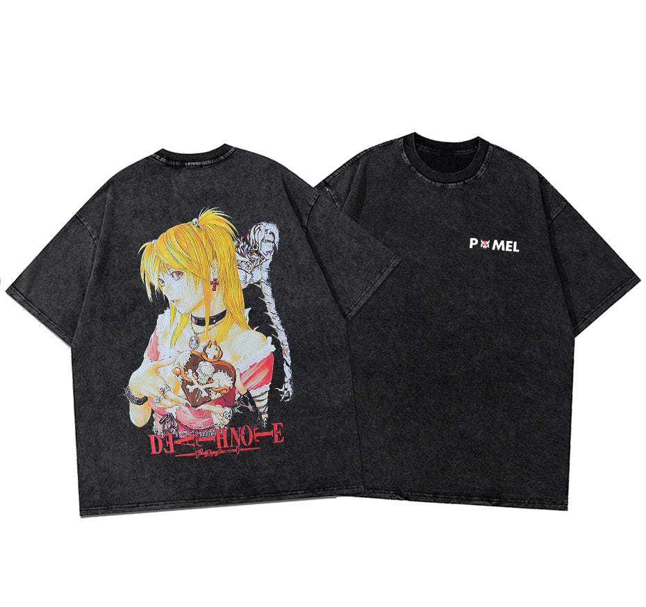 Vintage Washed Tshirts Anime Loose T Shirt v2