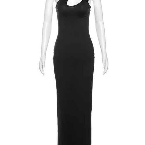 Load image into Gallery viewer, Elegant Sleeveless Irregular Bodycon Women Evening Dress 2024 Fall New Flower Ornament Shoulder Vestido Sexy Long Dress
