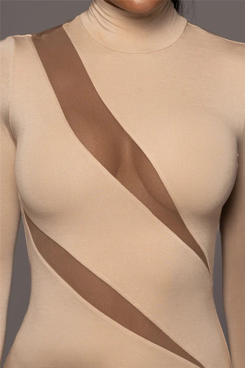 Elegant Long Sleeve Bodycon Sexy Maxi Dress For Women Autumn Winter Fashion Half High Collar Club Party Sexy Long Dress