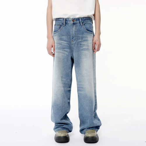 Load image into Gallery viewer, Fashion Men&#39;s Denim Pants Casual Worn-out Washing Wide Leg Jeans Vintage Loose Straight Male Trousers Summer 9C6395
