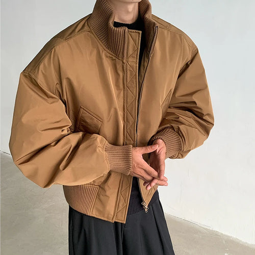 Load image into Gallery viewer, High Street Men&#39;s Padded Jackets Stand Collar Zipper Thickened Solid Color Male Cotton Coats Winter 2024 Stylish 9C8932
