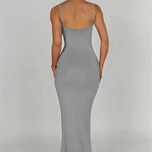 Load image into Gallery viewer, Spaghetti Strap Backless Bodycon Maxi Dress Women Autumn New Thickened Fabric Sleeveless Club Party Sexy Long Dress
