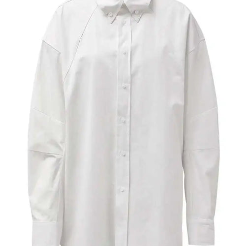 Load image into Gallery viewer, Women Blue Button Shaped Big Size Casual Blouse New Lapel Long Sleeve Shirt Fashion Tide Spring Autumn 2025 CPG1455
