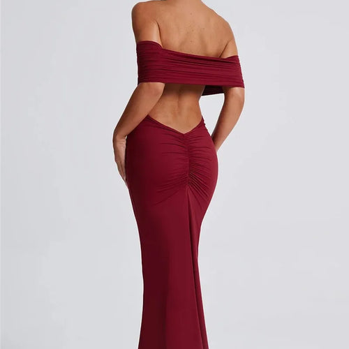 Load image into Gallery viewer, Strapless Backless Sexy Maxi Dress For Women Black Solid Off-shoulder Sleeveless Bodycon Club Party Long Dress Elegant
