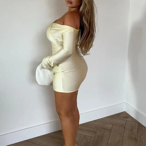 Load image into Gallery viewer, Sexy Backless Long Sleeved One Shoulder High Stretch Tight Dress Women Party Club Evening Dress Spring/summer New 2025
