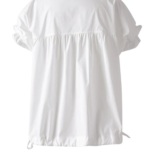 Load image into Gallery viewer, Women White Ruffles Bandage Big Size Blouse New Round Neck Short Sleeve Shirt Fashion Tide Spring Summer 2025 CPG3168
