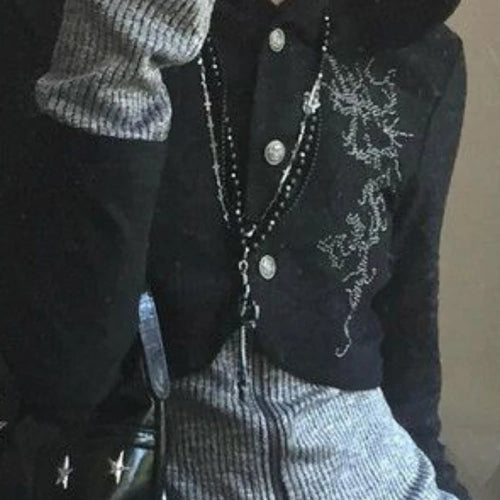 Load image into Gallery viewer, Y2k Aesthetic Fake Two Pieces Zipper Jackets Streetwear Casual Hooded Print Tops Vintage Patchwork Bodycon Coats Women Harajuku
