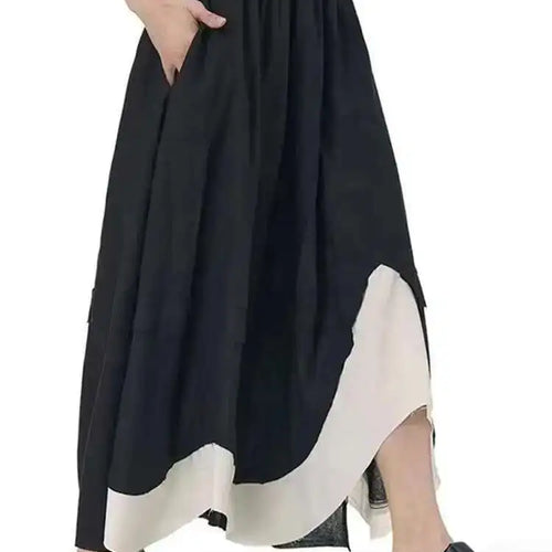 Load image into Gallery viewer, High Elastic Waist Apricot Color-block Irregular Hem A-line Skirt Women Fashion Tide New Spring Autumn 2025 1DH9961
