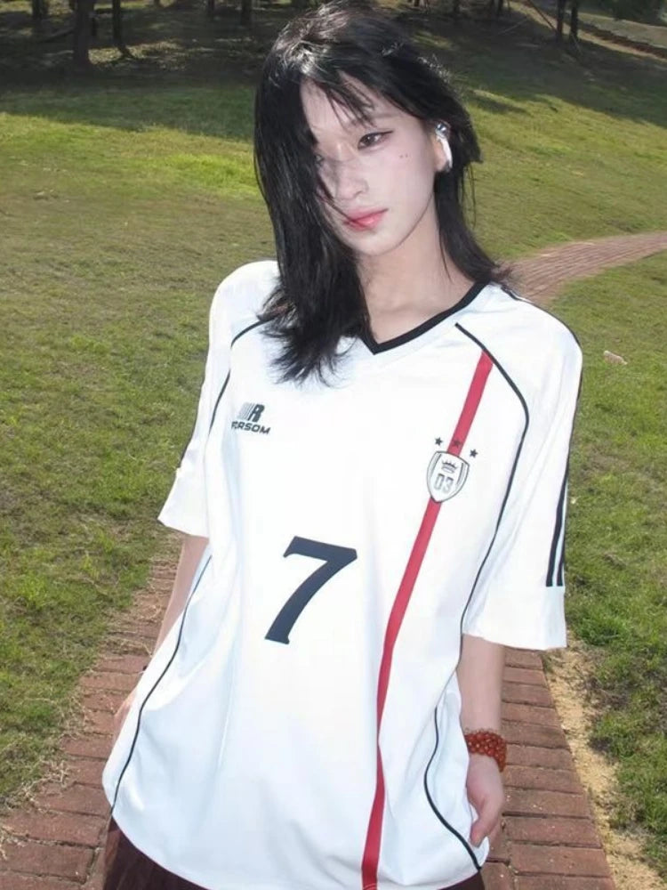 Y2k Aesthetic Gothic Letter Printing Casual T-shirt Hiphop Patchwork Streetwear Grunge Tops Harajuku Men and Women Loose Tshirts