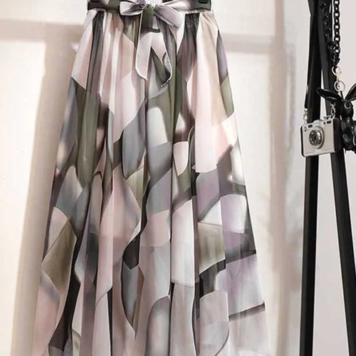 Load image into Gallery viewer, Long Skirt Women For 2024 Spring Summer Lady Korean Style White Black Chiffon Sun School High Waist Midi Skirt Female
