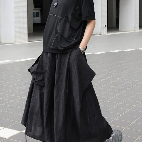 Load image into Gallery viewer, High Elastic Waist Black Pocket Brief Pleated Long Wide Leg Pants New Trousers Women Fashion Tide Spring Autumn 2025
