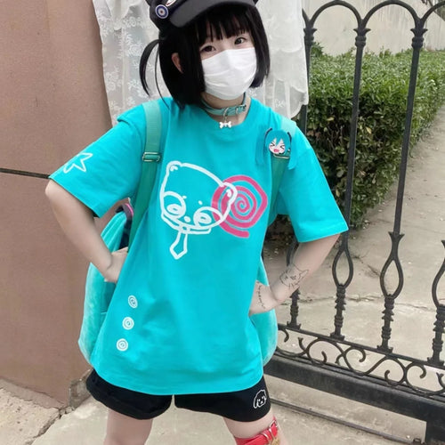 Load image into Gallery viewer, Y2k Top Summer T Shirts Women Preppy Style Casual Fashion Japanese Tees Oversized Tshirts Streetwear Cute Tshirt 2024 Ropa Mujer
