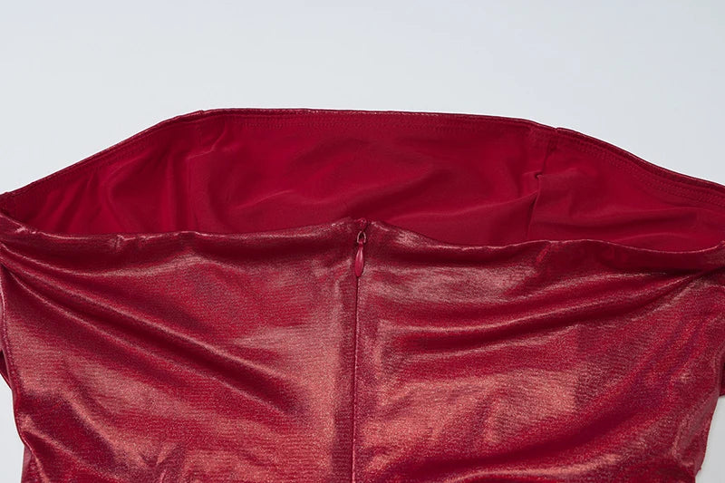 Off-shoulder Strapless Sexy Maxi Dress For Women Fashion Red Sleeveless Backless Thigh High Split Bodycon Club Dress