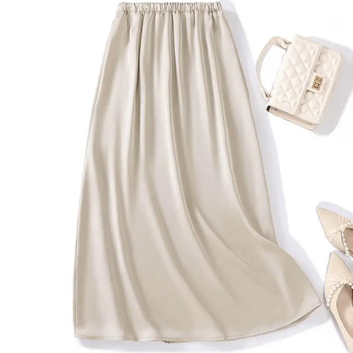 Load image into Gallery viewer, French Retro Solid Elegant Women Bandage Long Skirts Korean Fashion Pleated A-line Skirt Spring Autumn Office Wrapped Hip Skirt
