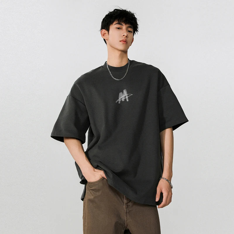 Men's T-shirts Short Sleeve New Korean Style Summer Letter Printing Design Solid Color Stylish Pullover Menwear 9W1759