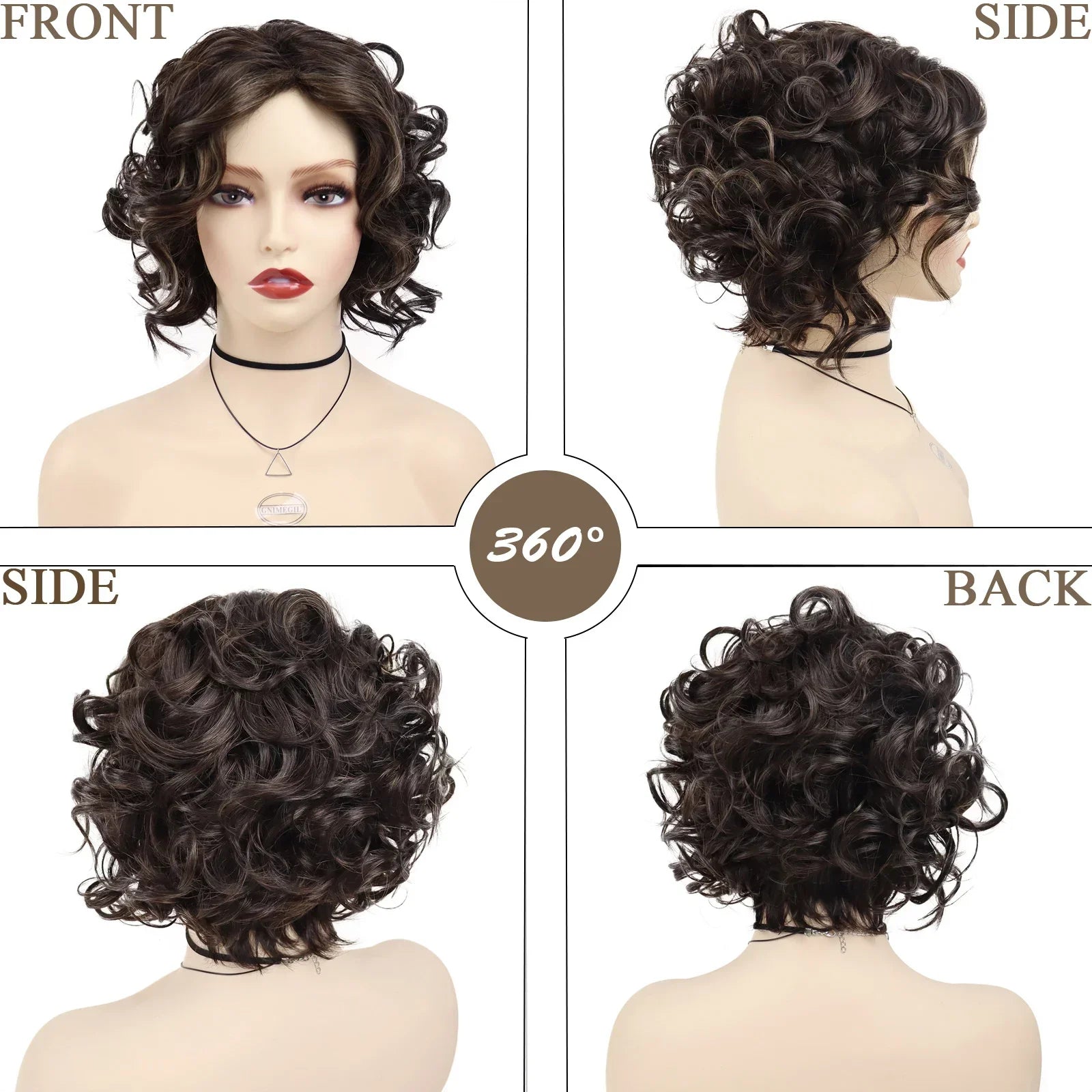 Synthetic Short Curly Wigs for Women Natural Hair Wig Highlight High Quality Mother Gift 80s Mommy Older Lady Outfits